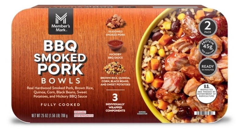 A package of Member's Mark BBQ Smoked Pork Bowls on a white background.