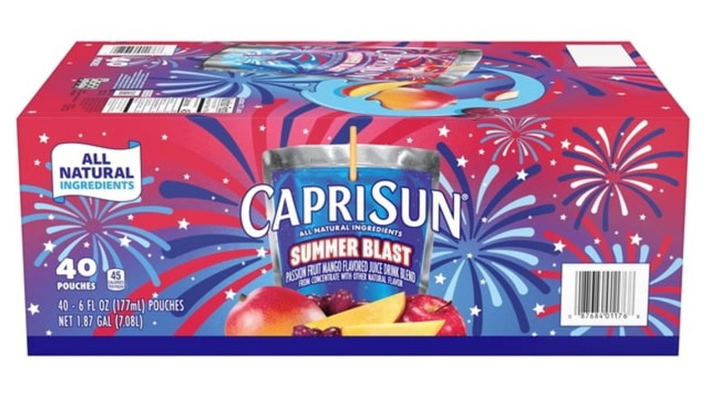 box of Capri Sun Summer Blast juice drinks on a white background.