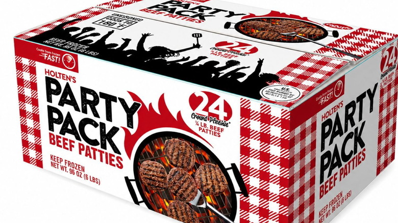 A product image of Sam's Club's Holten's Party Pack Beef Patties on a white background.