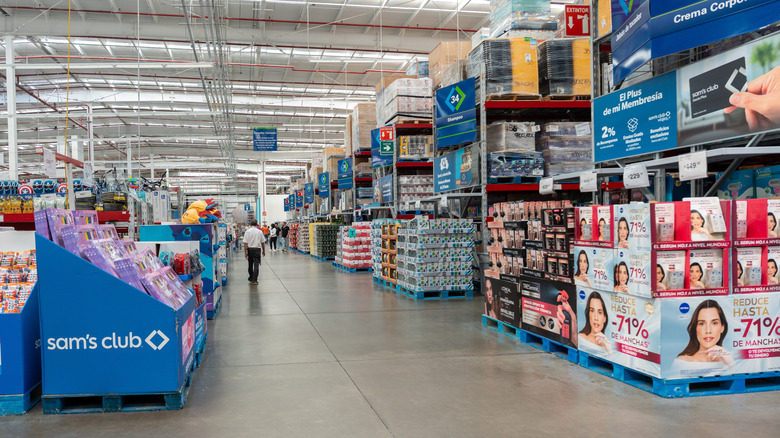A Sam's Club location interior with people walking around.