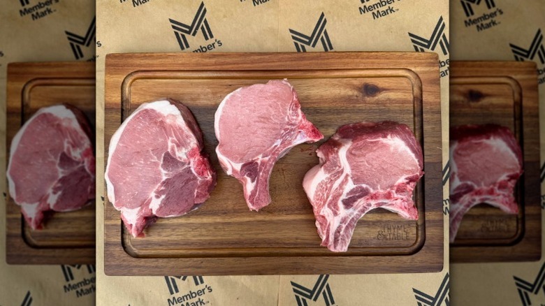 A product image of Sam's Club's Member's Mark Thick-Cut Bone-In Pork Chops.