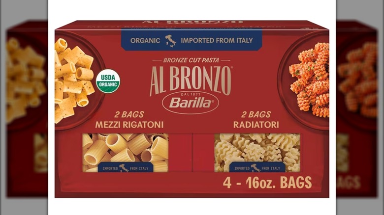 Box of Al Bronzo by Barilla Organic Pasta Variety Pack on white background