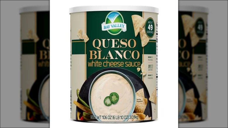 Bay Valley White Queso Cheese Sauce in can on white background