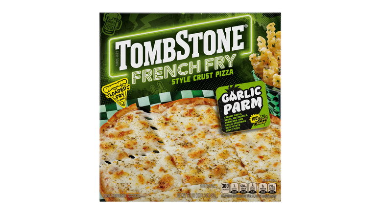 Tombstone French Fry Style Crust pizza box on a white background.