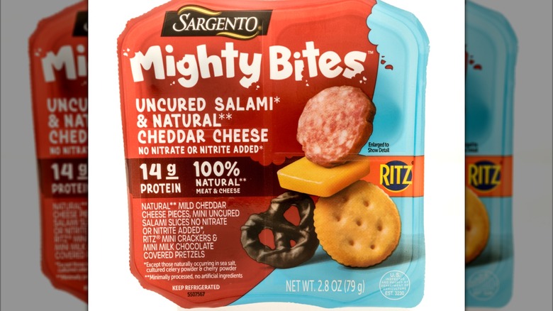 Pack of Sargento Mighty Bites Snack Kit on white background