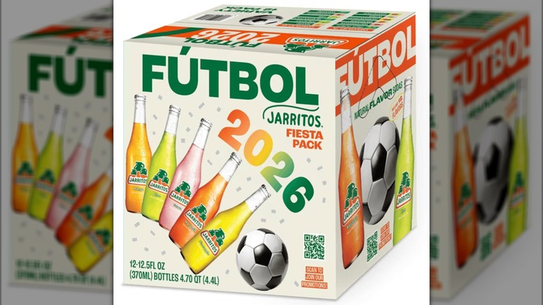 A box of the special fútbol 2026 edition of Jarritos fiesta pack