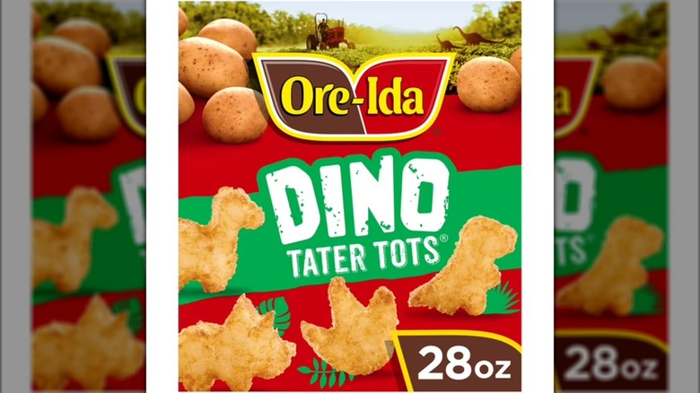 Bag of Ore-Ida Dino Shaped Tater Tots Seasoned Shredded Frozen Potatoes