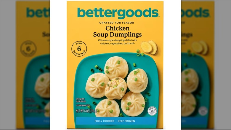 Bettergoods Chicken and Vegetable Soup Dumplings in yellow box on white background