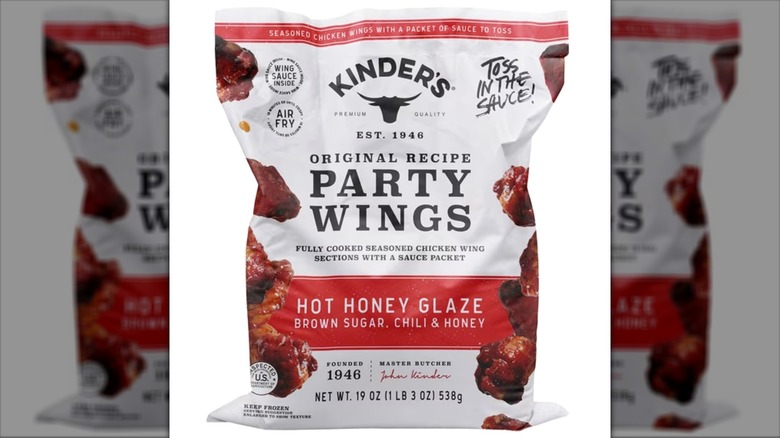 Kinder's Restaurant-Style Hot Honey Glaze Party Wings in bag on white background