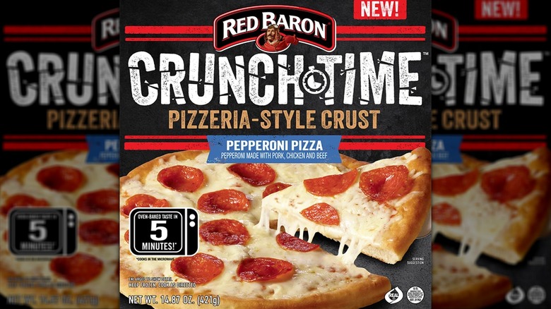 Red Baron CRUNCHTIME Pepperoni Frozen Microwave Pizza in box