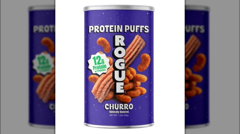 Rogue Snacks Churro Puffs in can on white background