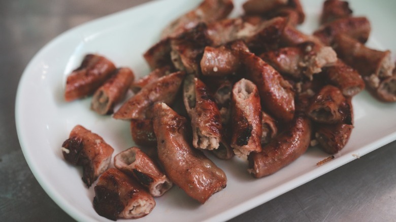 A plate of pork chitterlings, or intestines.
