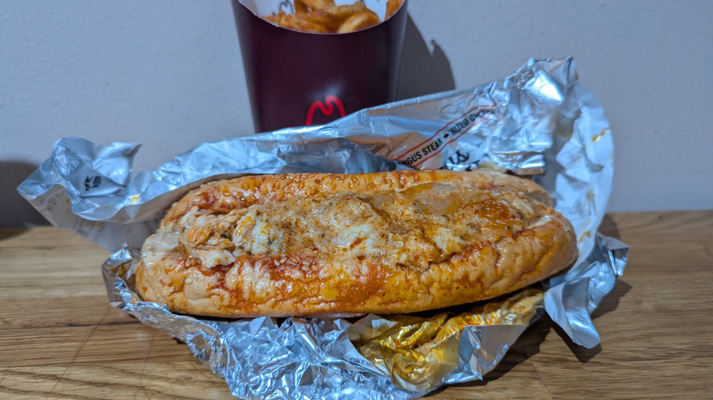 Arby's Spicy Chicken Cheesesteak resting in foil