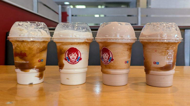 Snickerdoodle frosty lineup from wendy's in booth