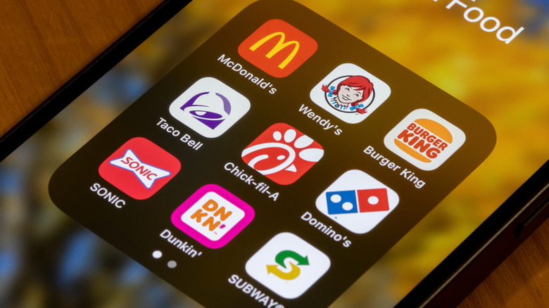 Fast food apps on a phone screen