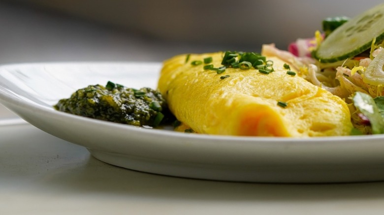 French Omelette from Bread & Butterfly on a white plate