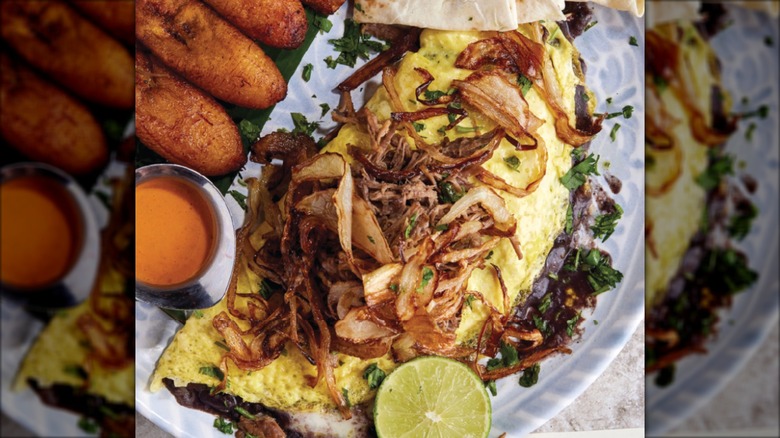 Cuban omelet from Cafe Kacao on a white plate