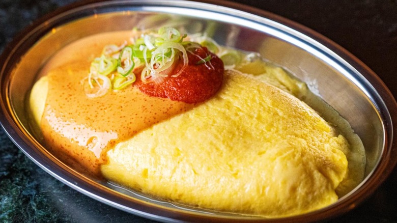 Mentaiko Omelette from Dancerobot on a metal platter