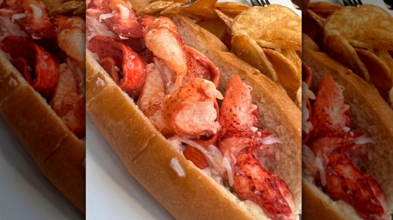 lobster roll and chips