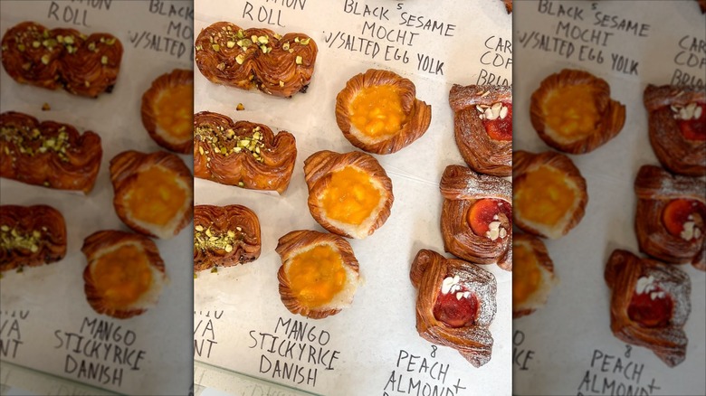 Pastries on marker-written display