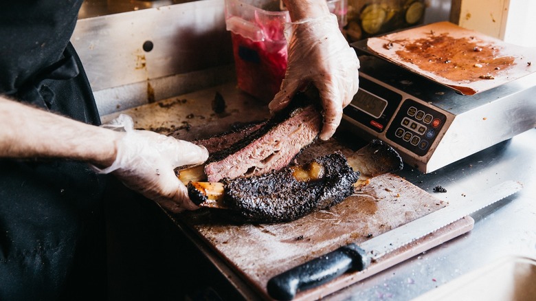 Brisket on cutting table