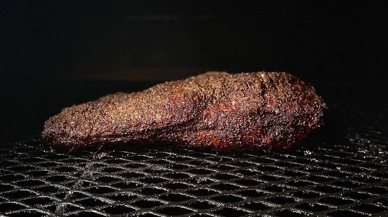 Brisket on smoker