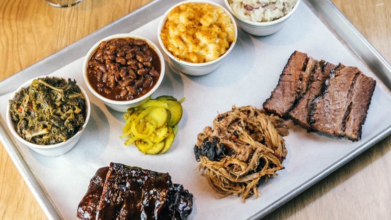 Barbecue platter with meats and sides