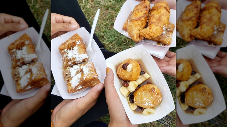Beignets topped with nuts at the Beignet Fest