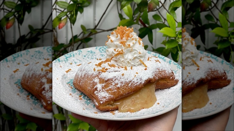 Coconut cream stuffed beignet