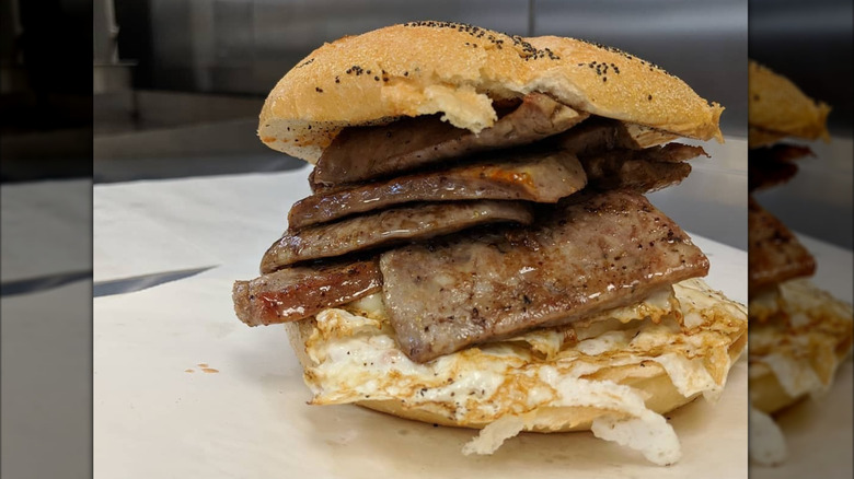 Steak, egg, and cheese sandwich from Country Cow Deli