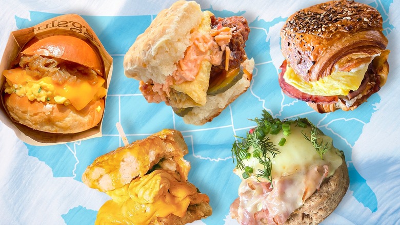 assorted breakfast sandwiches
