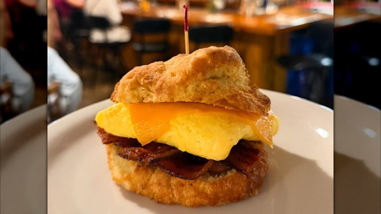 Biscuit breakfast sandwich at the Roost in Kansas