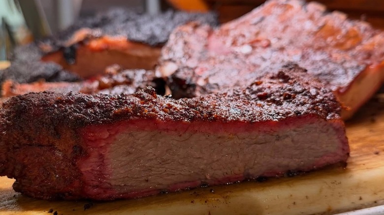 B.T.'s Smokehouse Brisket on cutting board
