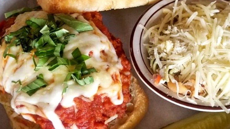 Chicken Parmesan sandwich with cheese
