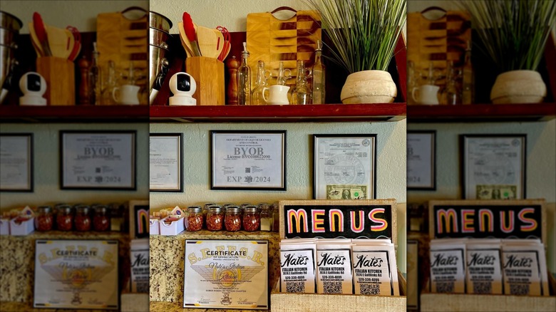 Menu and counter at Nate's Italian Kitchen