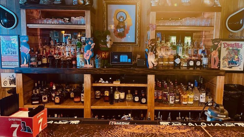 Behind the bar at Maggie's Rumble Room
