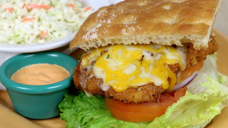 Fresh Off The Hook Panko Cod Sandwich with aioli and coleslaw