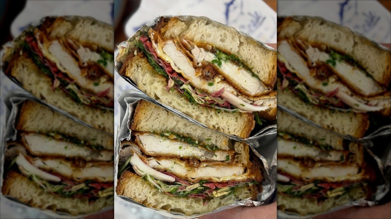 Scale Fish Market Swordfish Sandwich wrapped in butcher paper