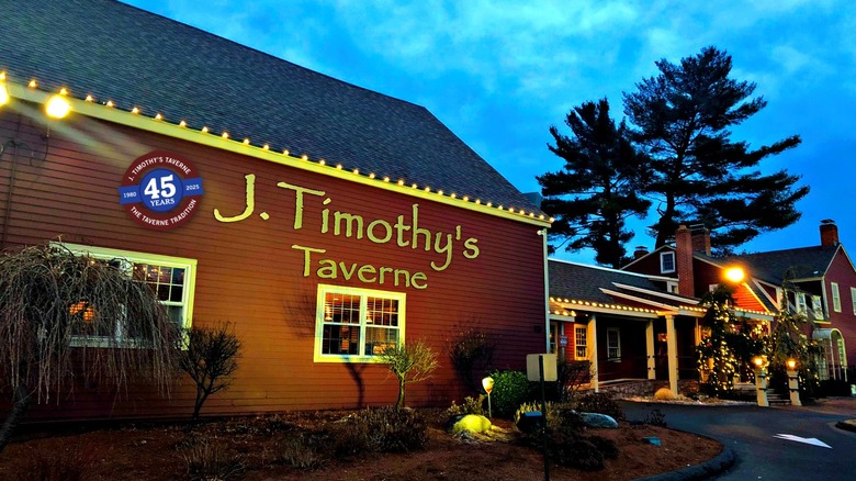 Exterior night shot of J. Timothy's Taverne