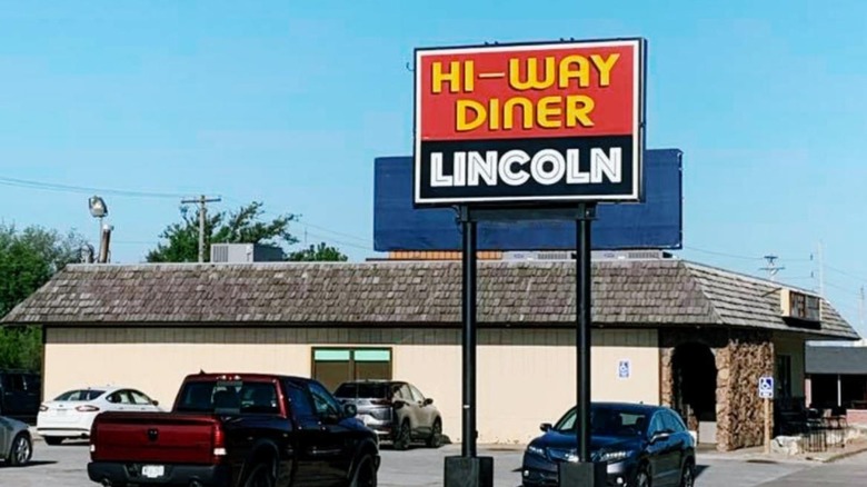 Hi-Way Diner sign and exterior view of restaurant