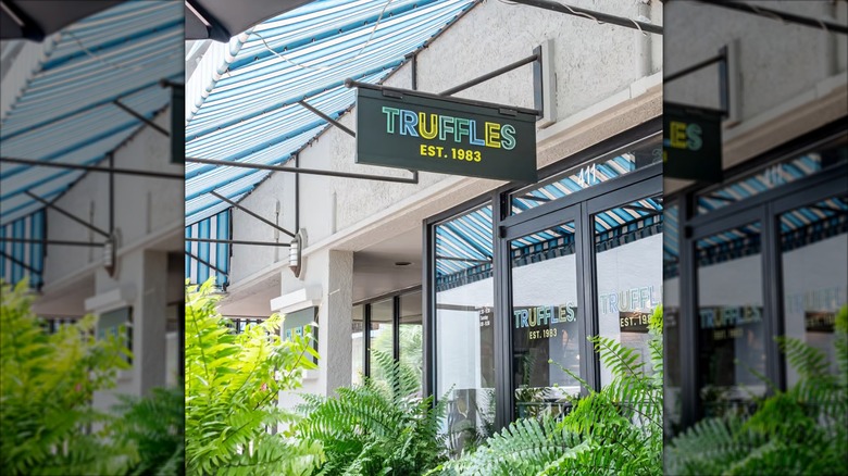 Truffles Cafe Exterior with ferns in foreground