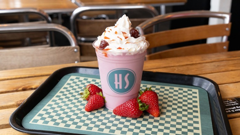 Hand-spun Organic Strawberry Milk Shake from Harlem Shake