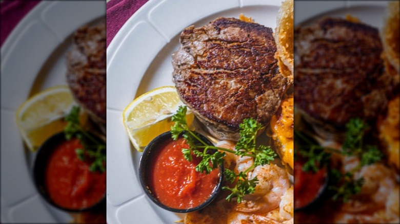 Johnny's Cafe mixed plate, including filet mignon