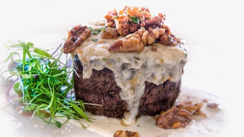 Buckhead's filet mignon with sauce and walnuts