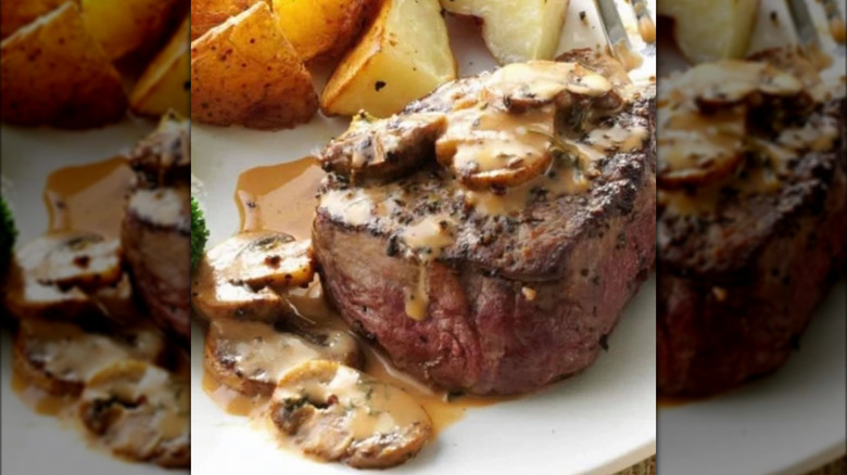 Aspen House filet mignon with mushrooms and potatoes