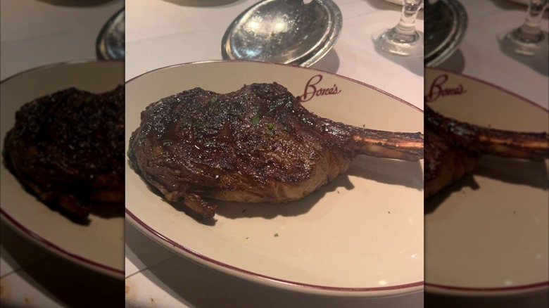 Steak on plate at Bones