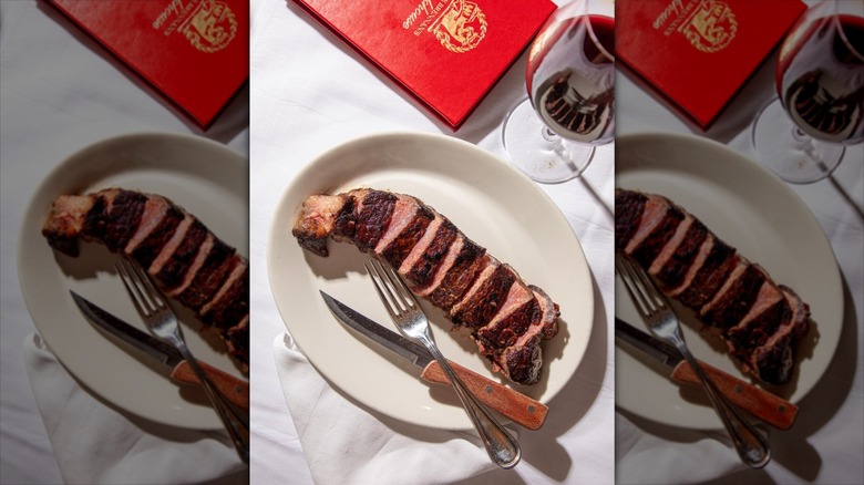 Cut steak on plate at Dickie Brennan's Steakhouse