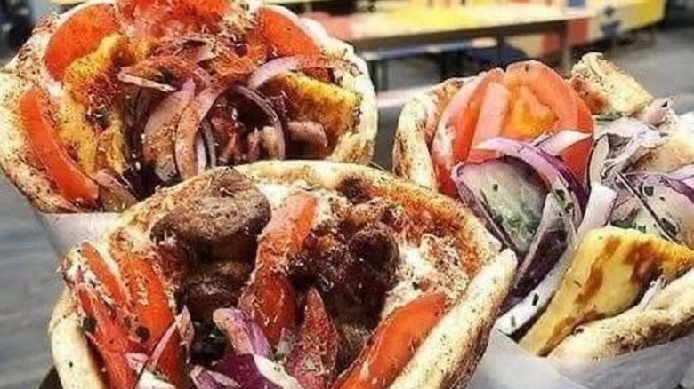 Three gyros from Meraki Hellenic Grill 