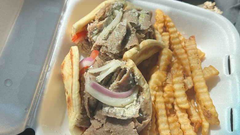 Classic gyro with side of French fries from King Gyros
