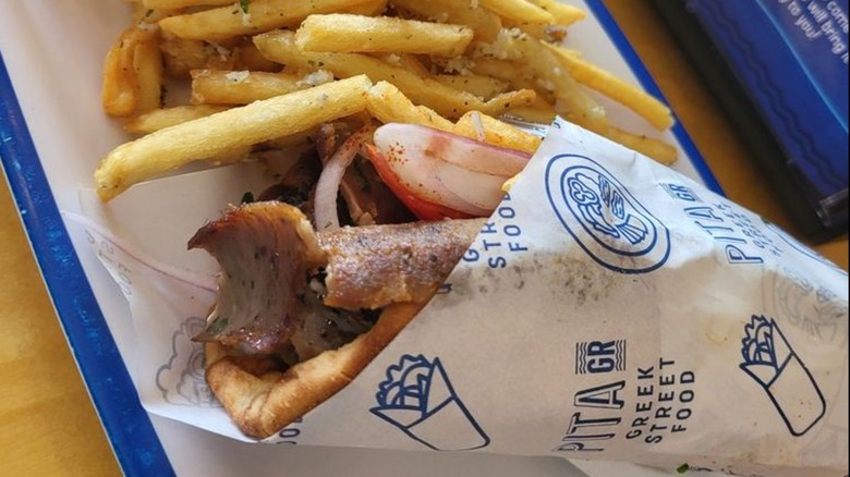 Lamb Gyro with side of French fries from Pita GR